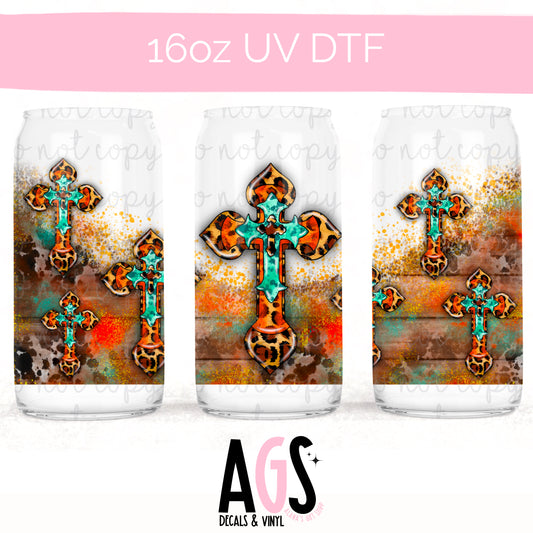 UV DTF- 013 Distressed Cross