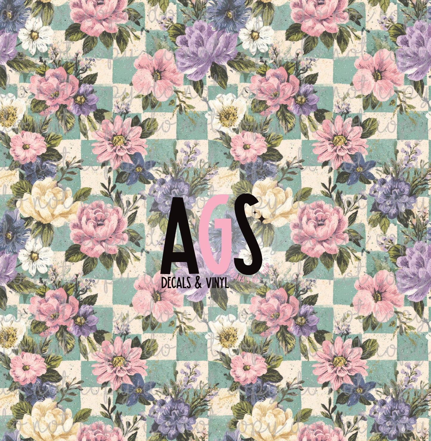 2211 Flower Checkers Blue