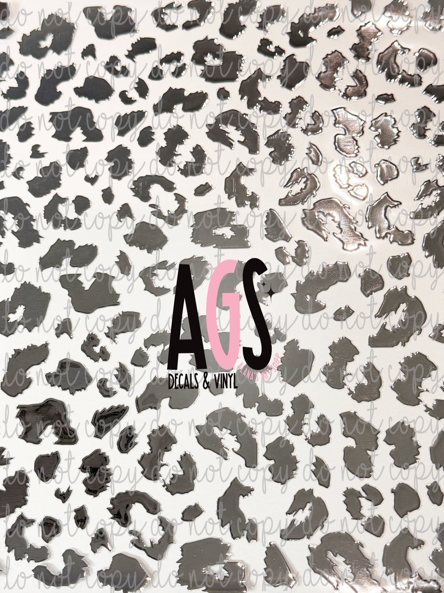 METALLIC UV DTF SHEET 042 Leopard - Silver Metal