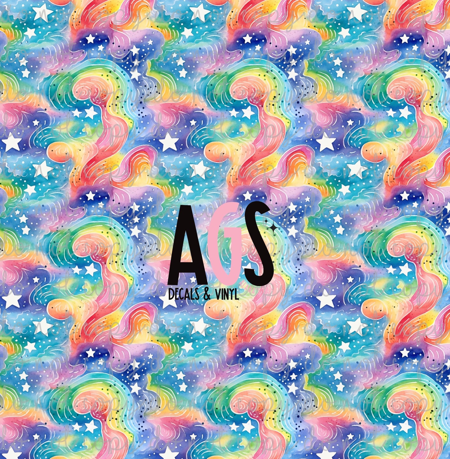 0892 Swirly Rainbow & Stars