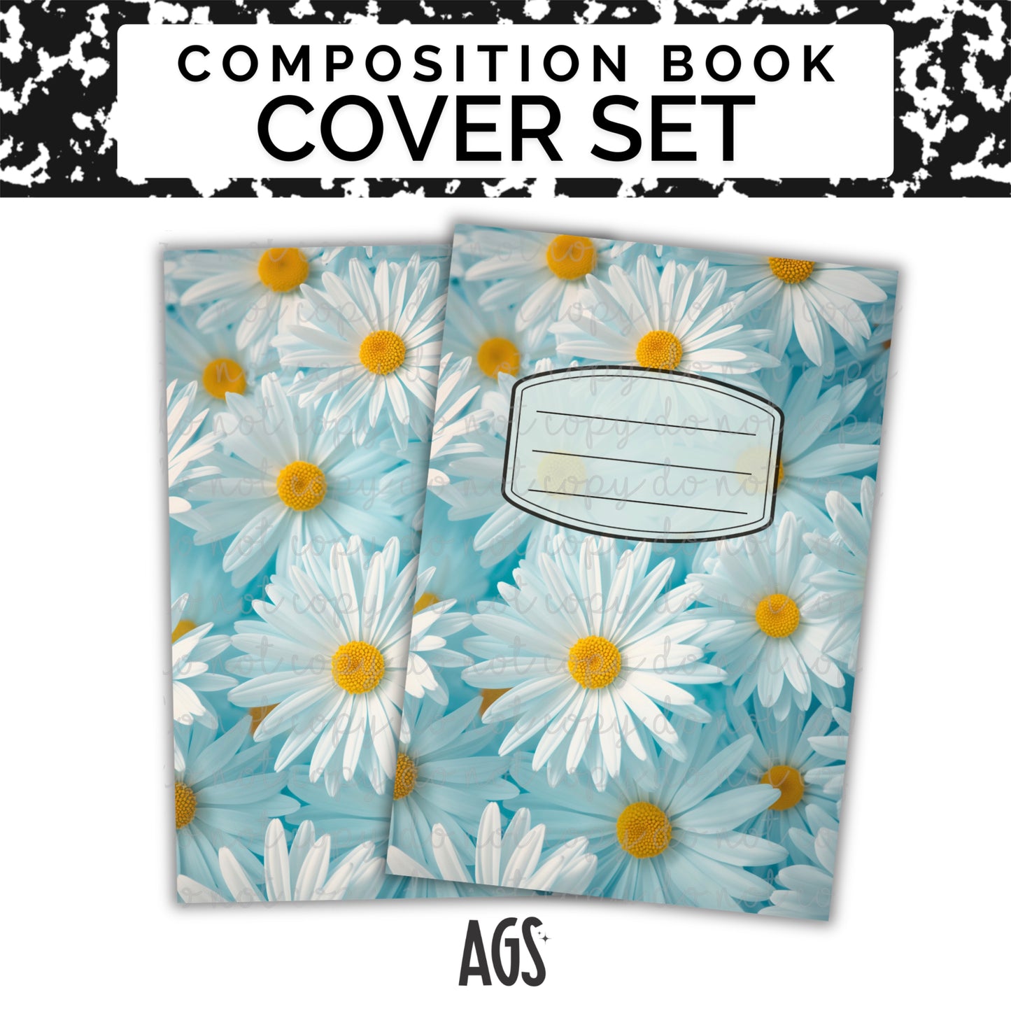 COMPOSITION NOTEBOOK COVER SET - 038 White Daisies