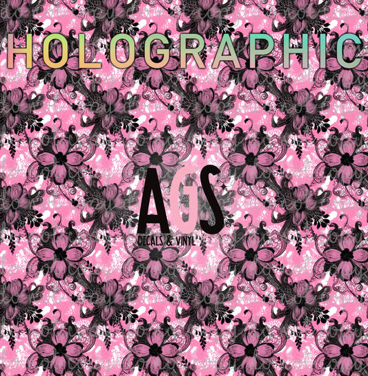 1055 Pretty In Pink Lace- HOLOGRAPHIC