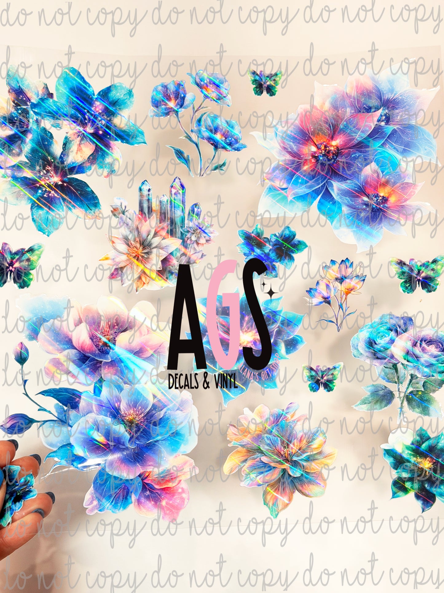 METALLIC UV DTF SHEET 045 Cosmic Garden - Rainbow