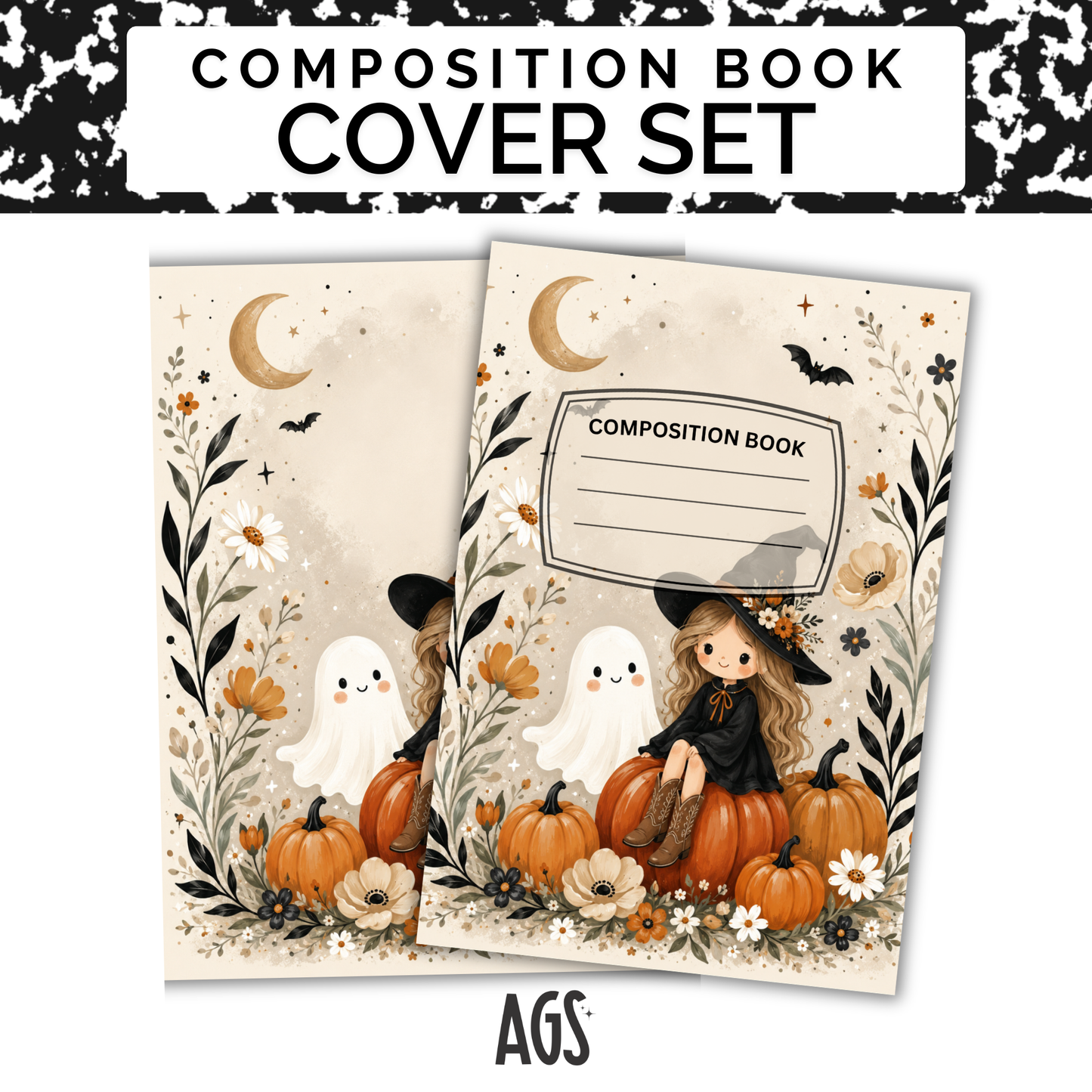COMPOSITION NOTEBOOK COVER SET - 012 Ghosties Best Friend