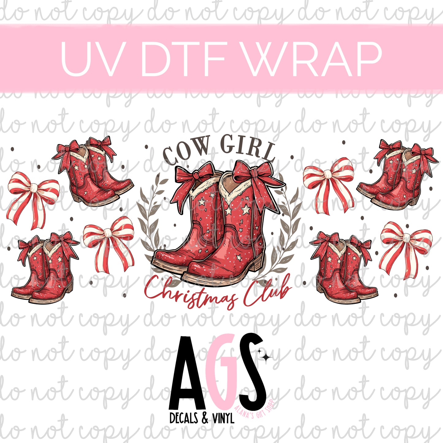 UV DTF WRAP 113 Cowgirl Christmas Club