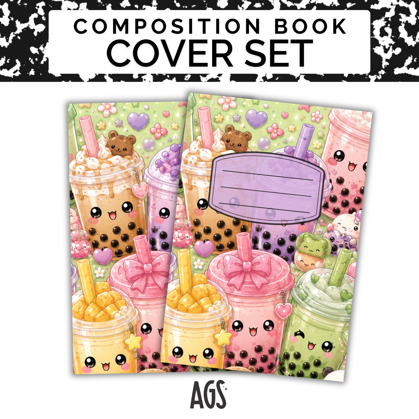 COMPOSITION NOTEBOOK COVER SET - 017 Boba Friends