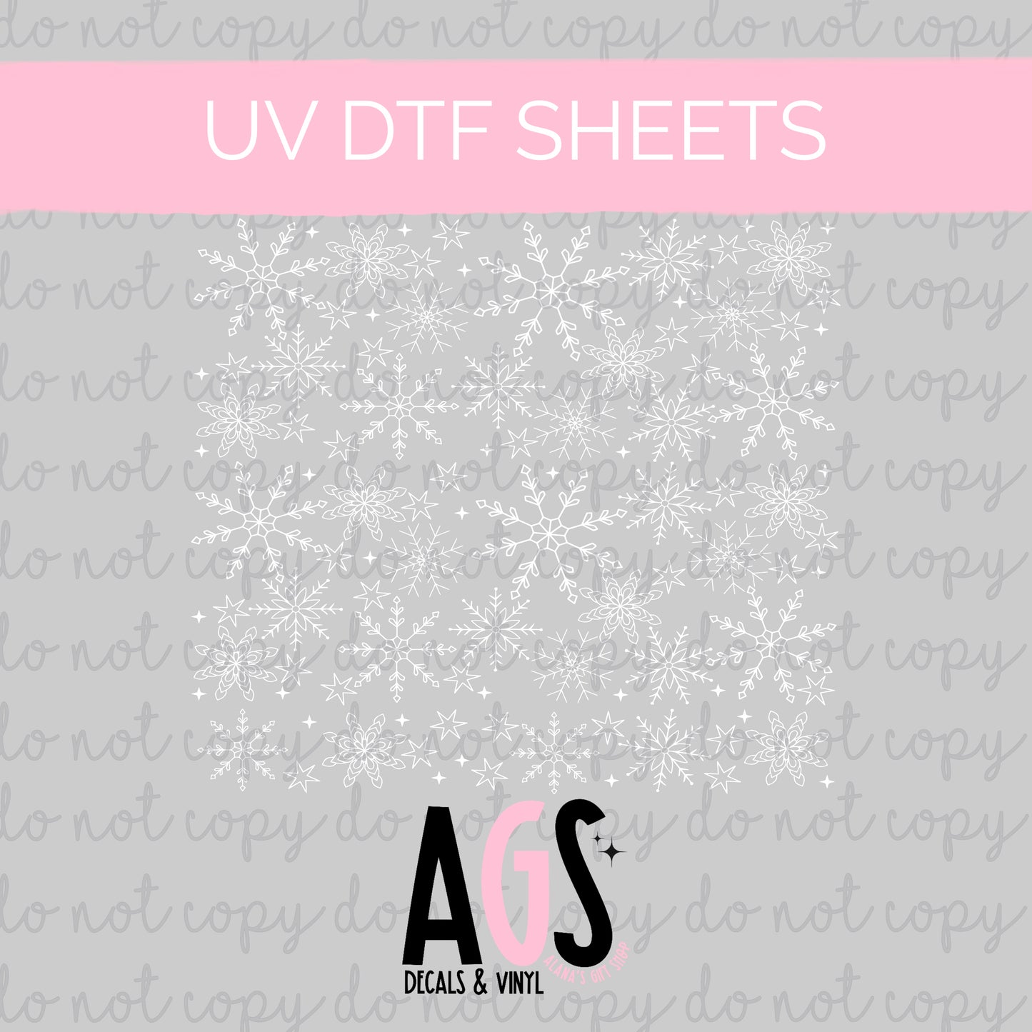 UV DTF SHEET 024 White Snowflakes - September Box