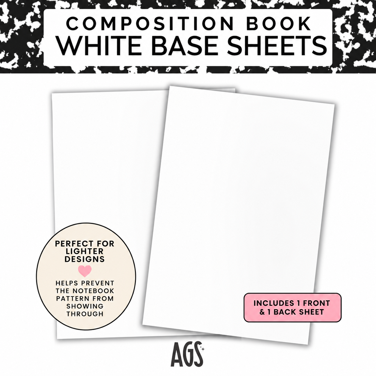 White Underlay Sheet for Composition Notebooks