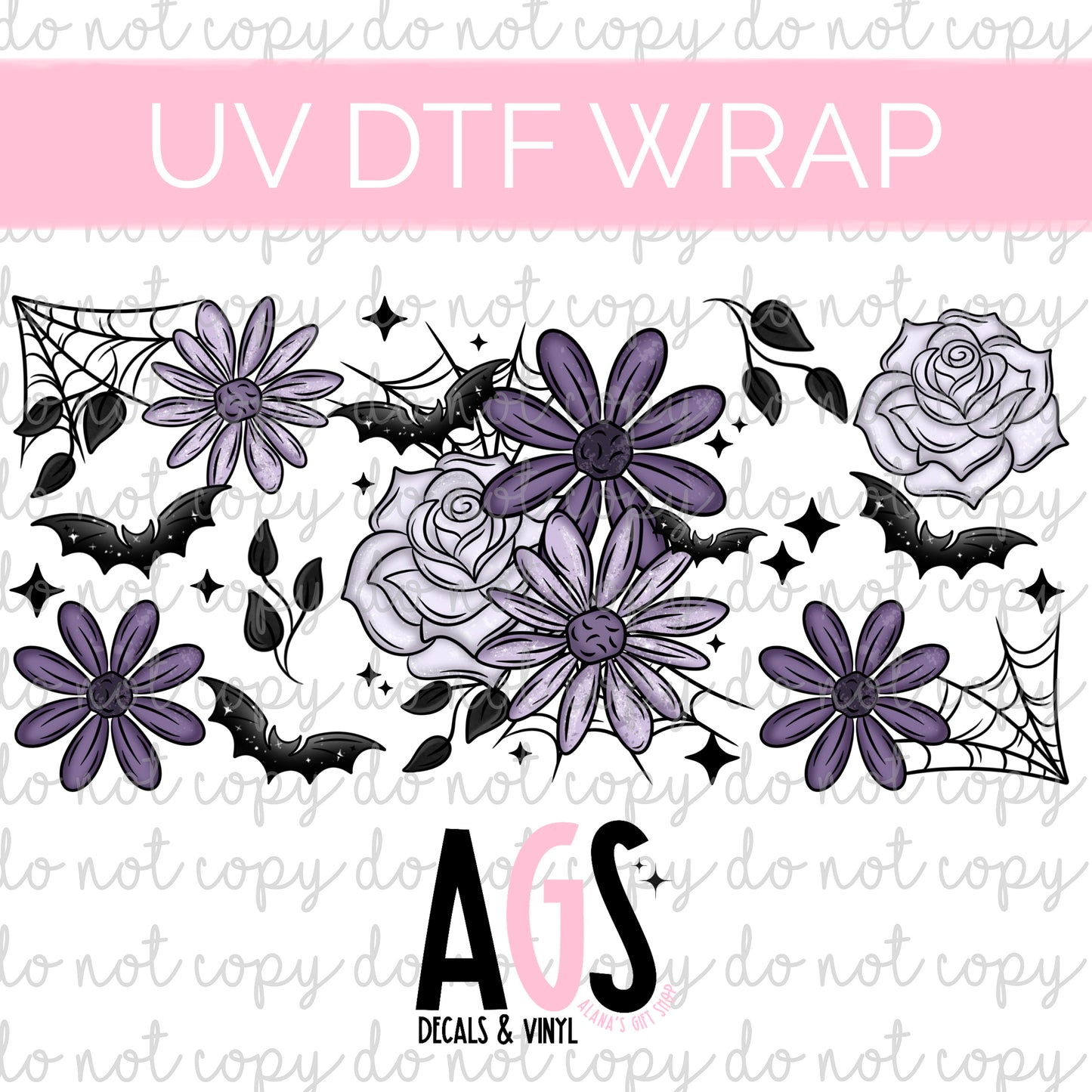 UV DTF WRAP 013 Purple Bat Flowers