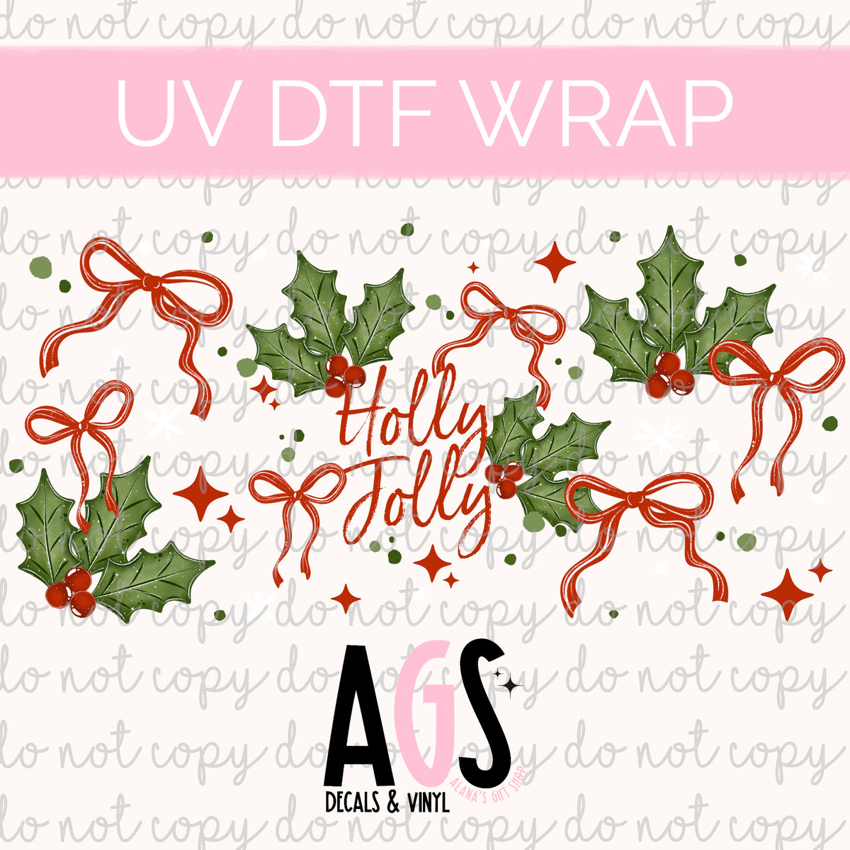 UV DTF WRAP 193 Holly Jolly Bows