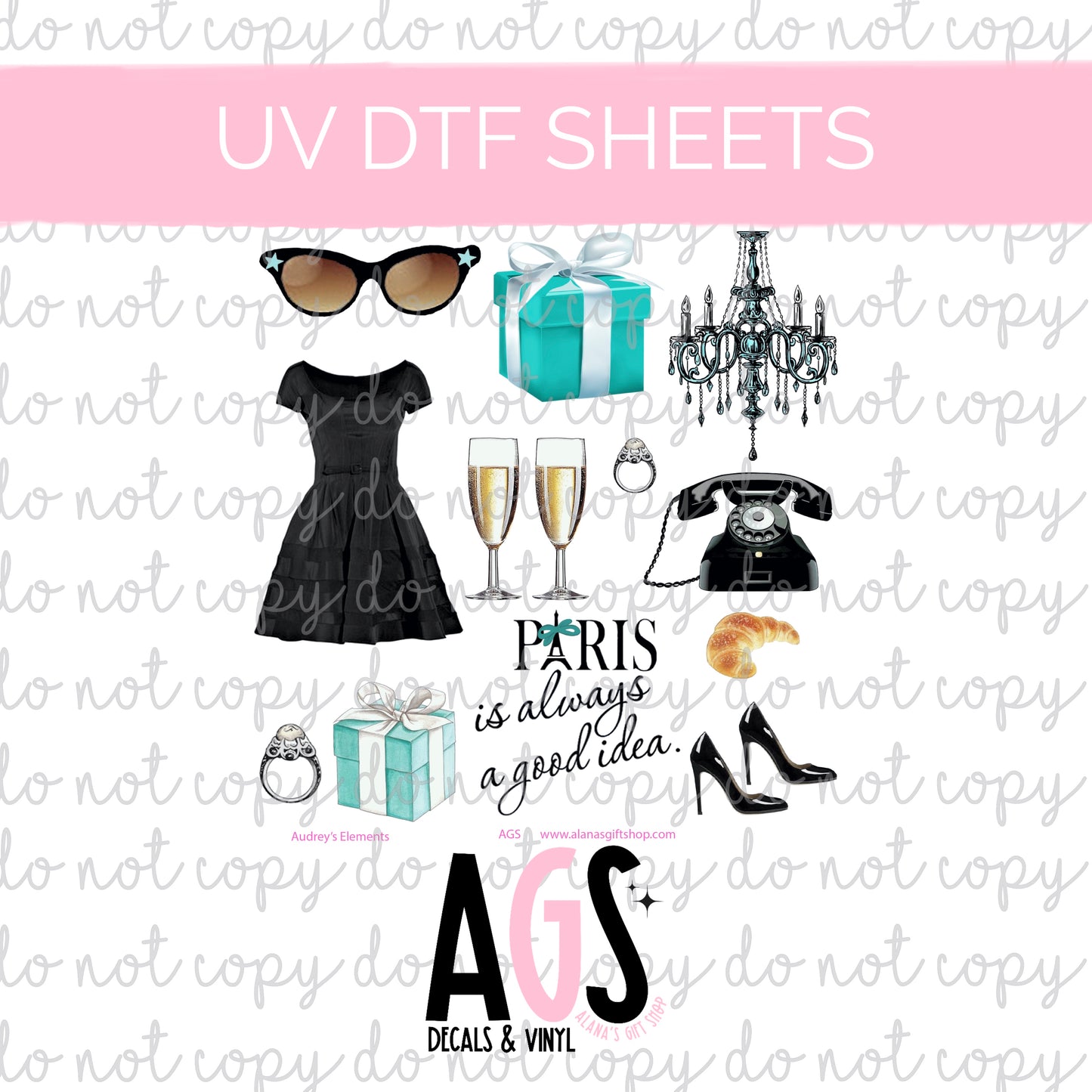 UV DTF SHEET 040 Audrey’s Elements