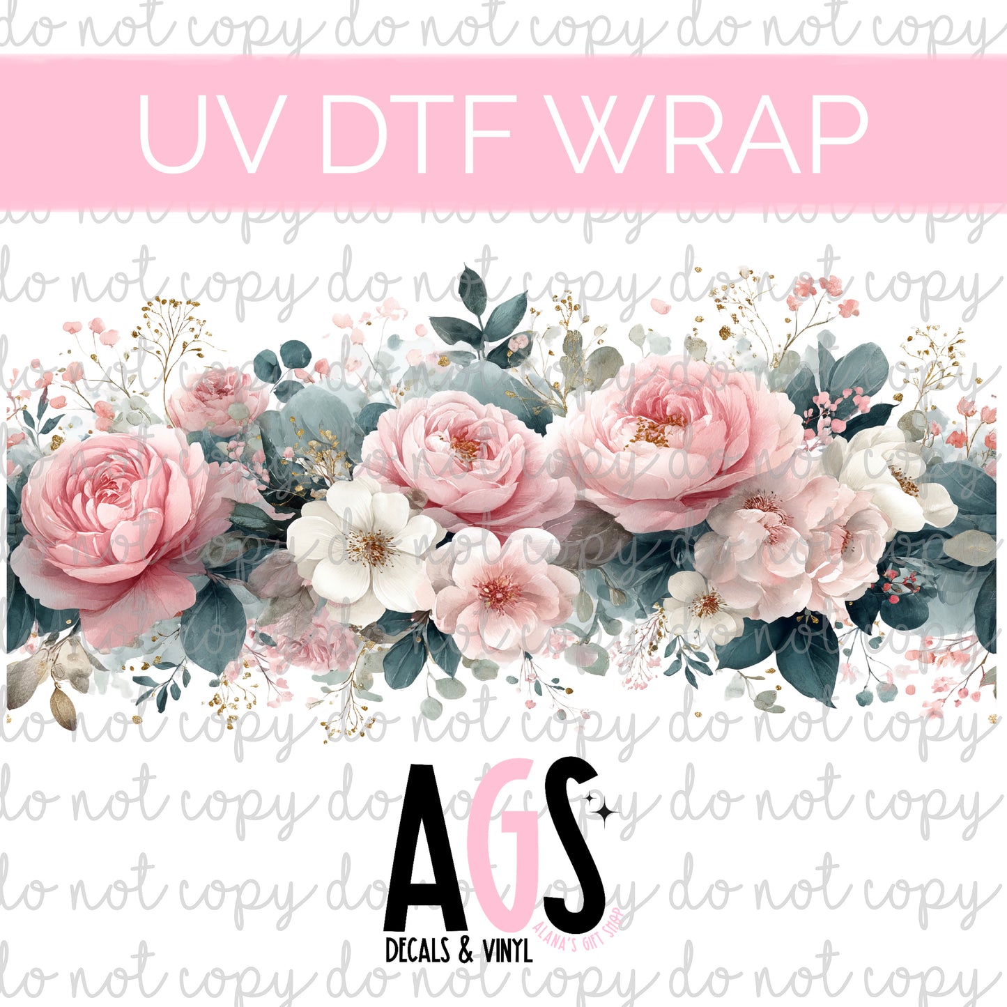 UV DTF WRAP 088 Soft Pink Flowers