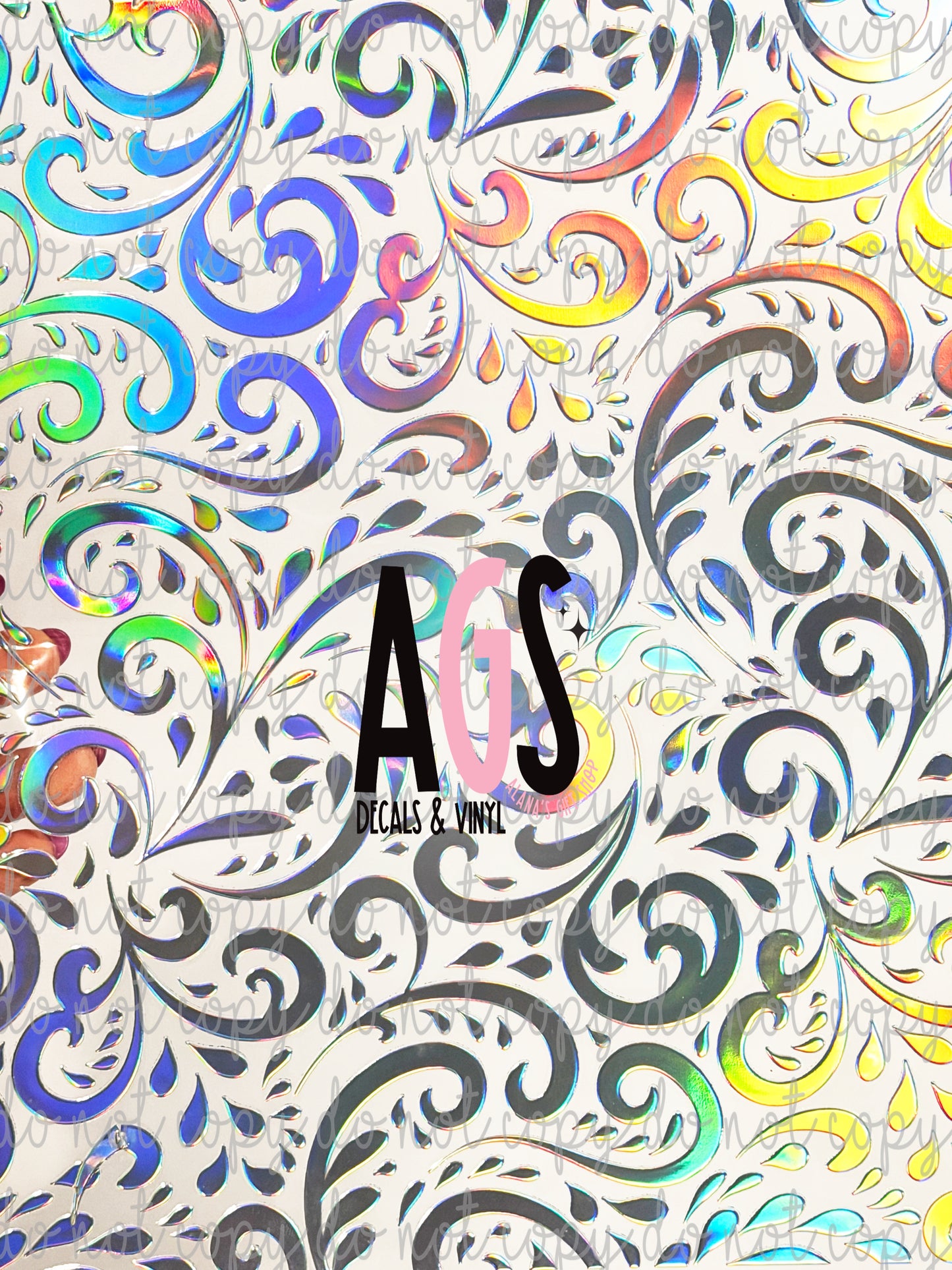 METALLIC UV DTF SHEET 013 Swirly Tooled - Silver Prism