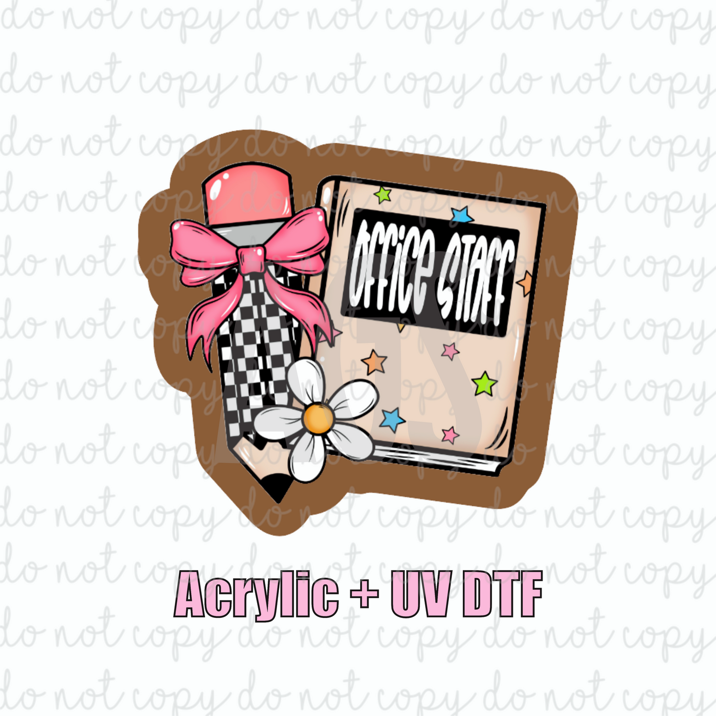 ACRYLIC + UVDTF 14 Office Staff Checker Pencil