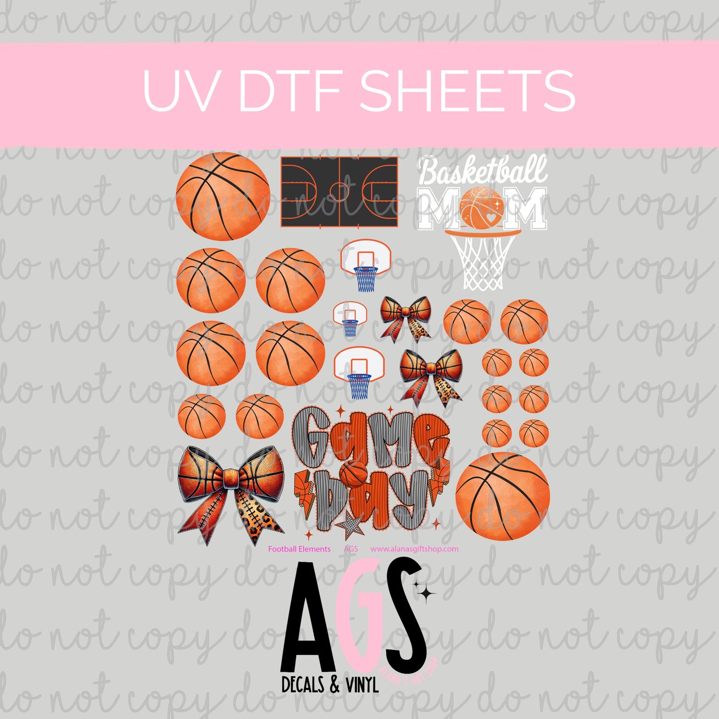 UV DTF SHEET 055 Basketball Elements