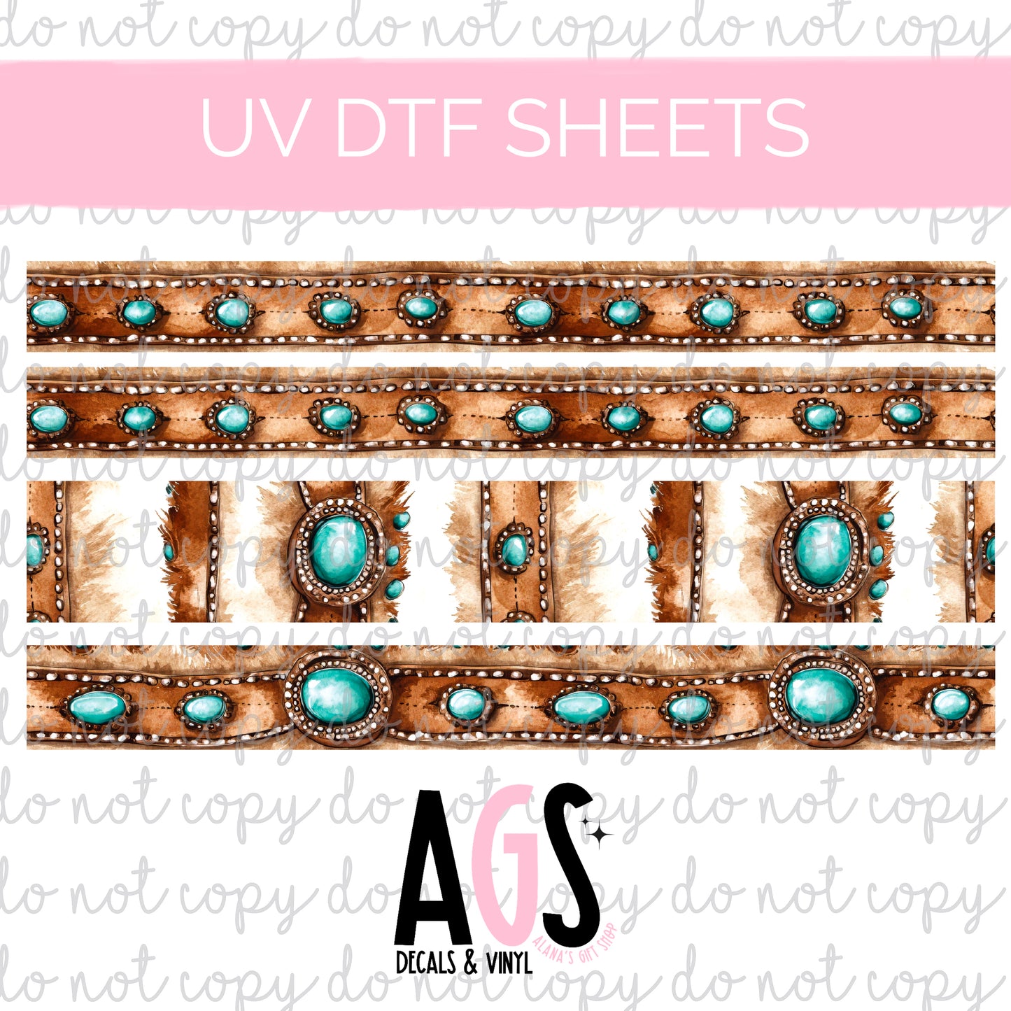 UV DTF SHEET 062 Turquoise Belts Bands