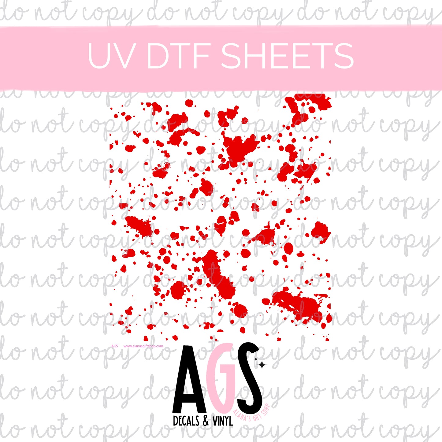 UV DTF SHEET 090 Blood Splatter