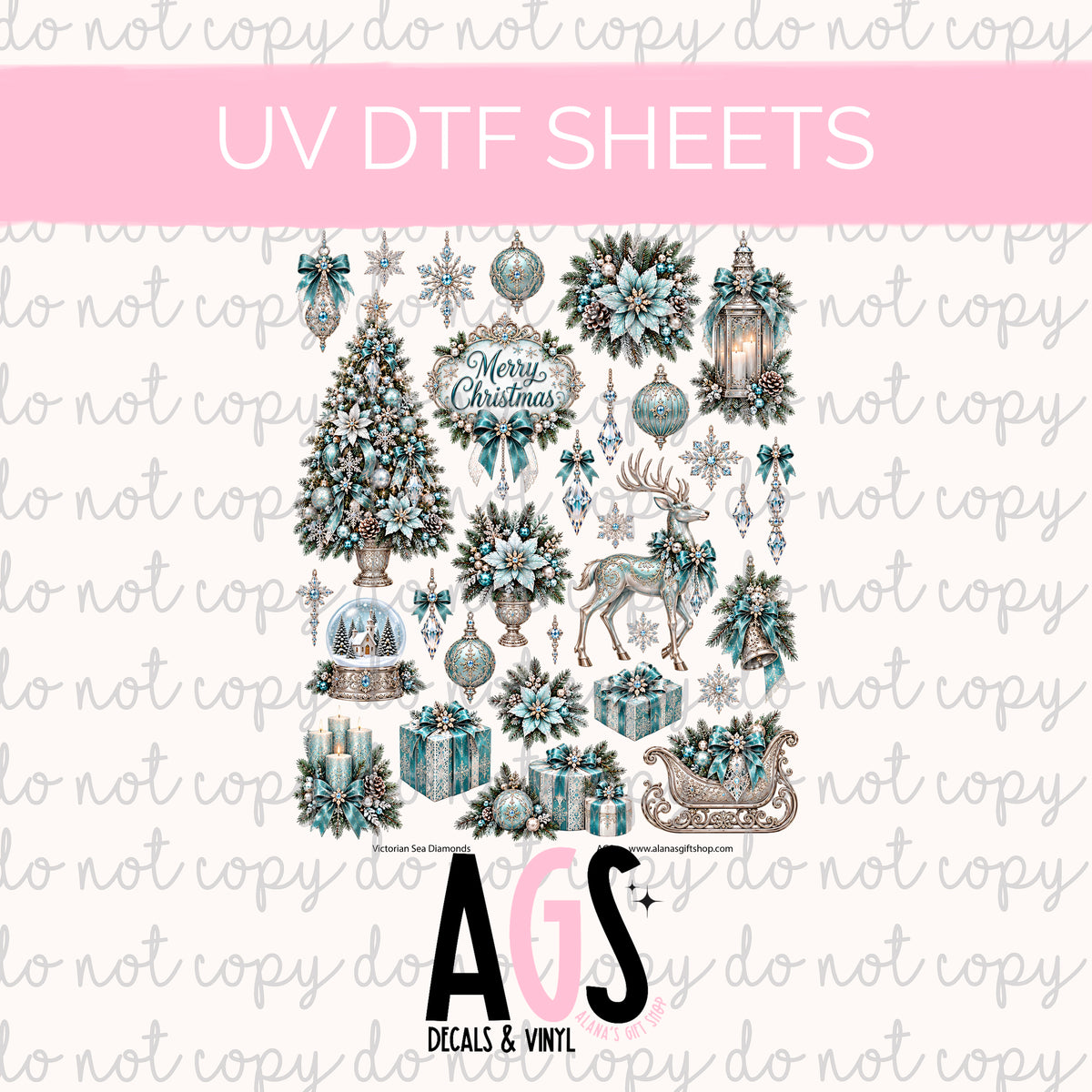 UV DTF SHEET 106 Victorian Sea Diamonds