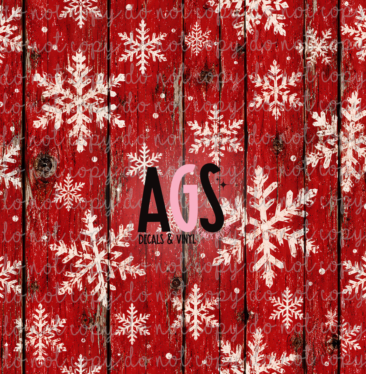 2468 White Snowflakes On Red Weathered Wood