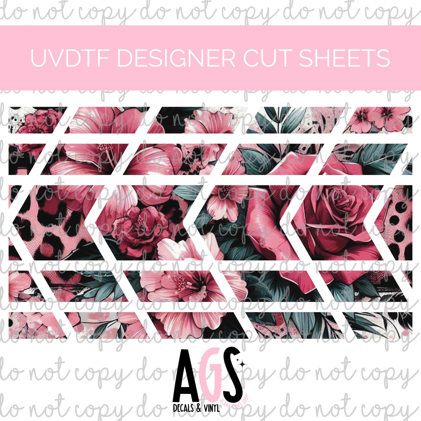 UV DTF DESIGNER CUT SHEETS 02 Pink Leopard