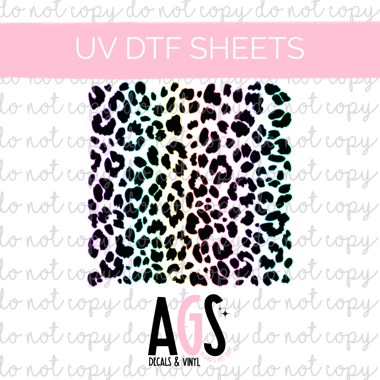 UV DTF SHEET 065 Leopard Medium Rainbow