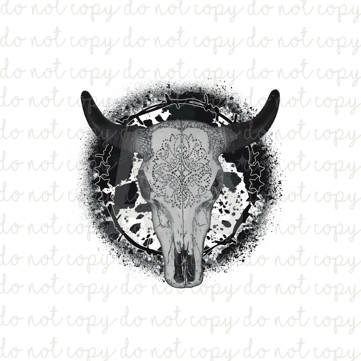DECAL 161 Aztech Cow Skull