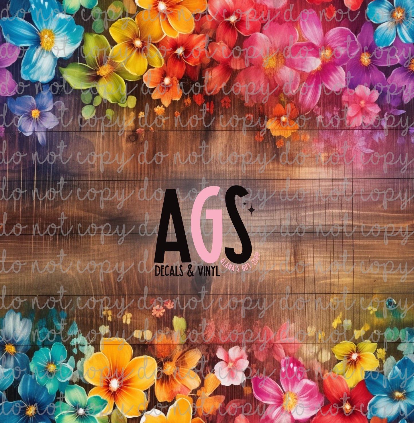 0998 Bright Flowers On Wood 2