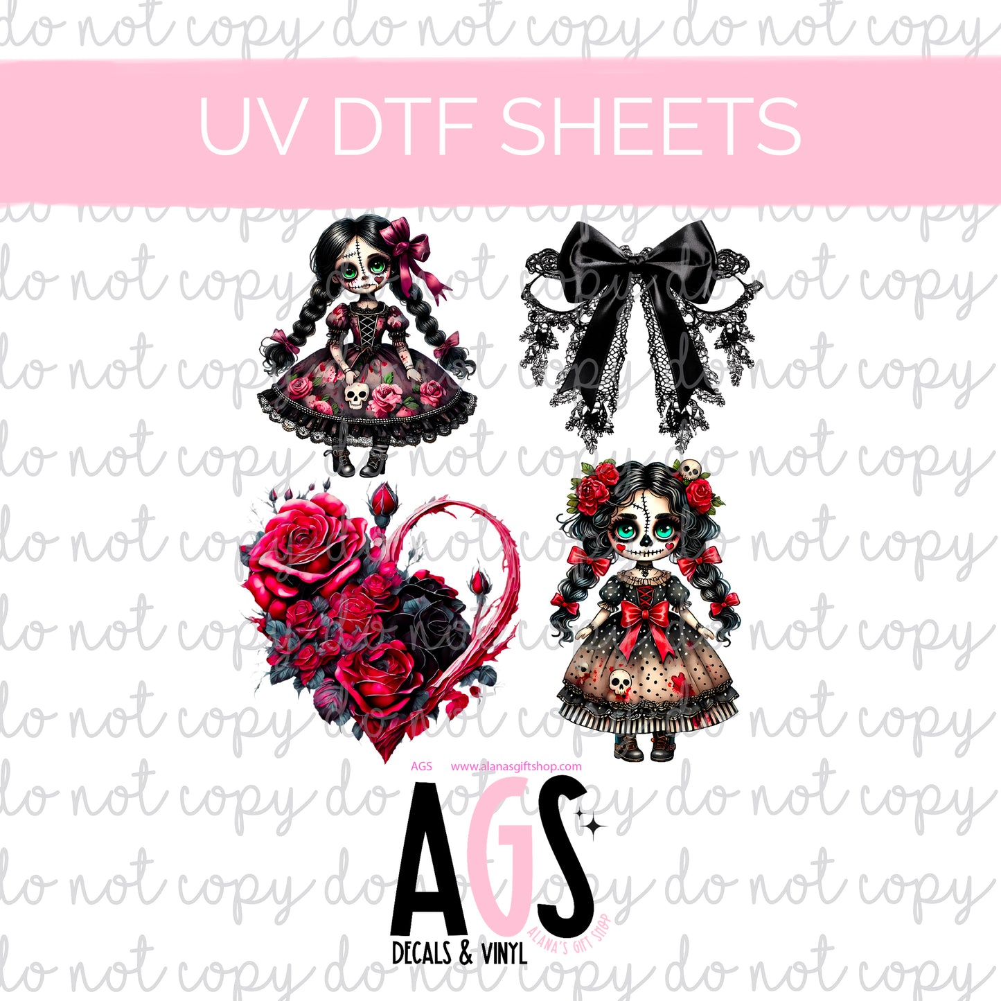 UV DTF SHEET 085 Spooky Dolls