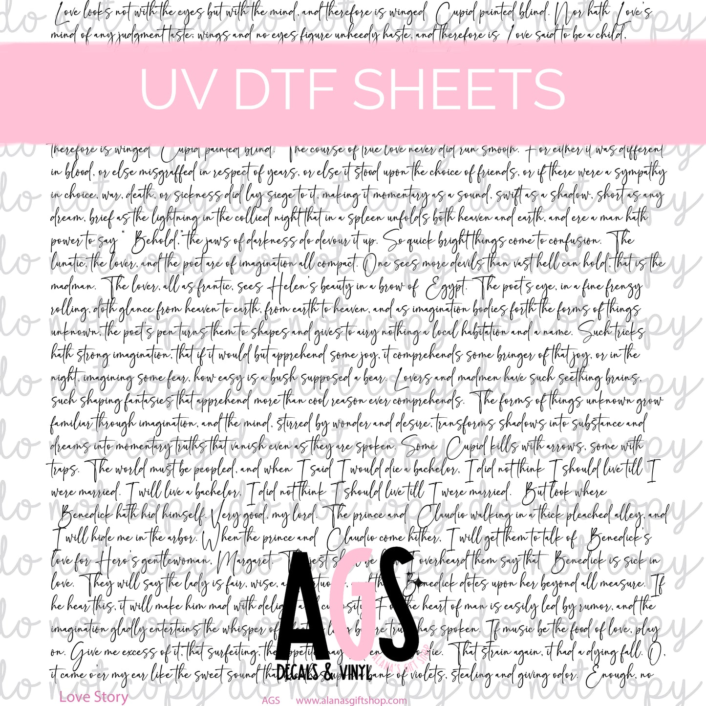 UV DTF SHEET 036 Love Story