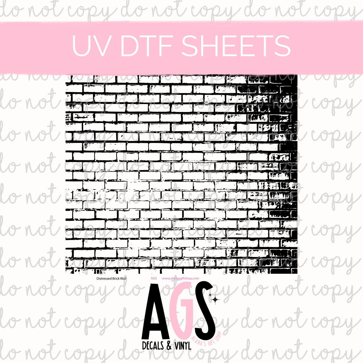 UV DTF SHEET 042 Distressed Brick Wall