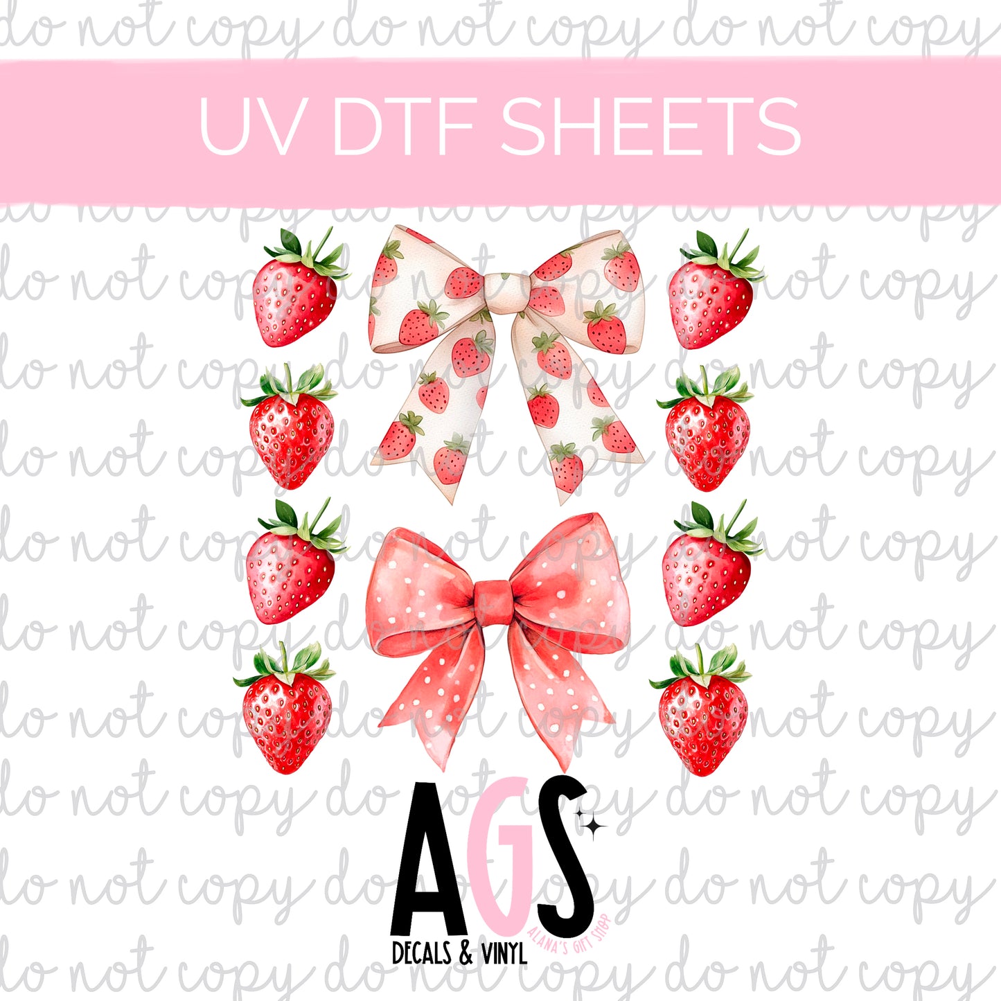 UV DTF SHEET 047 Strawberry Bows