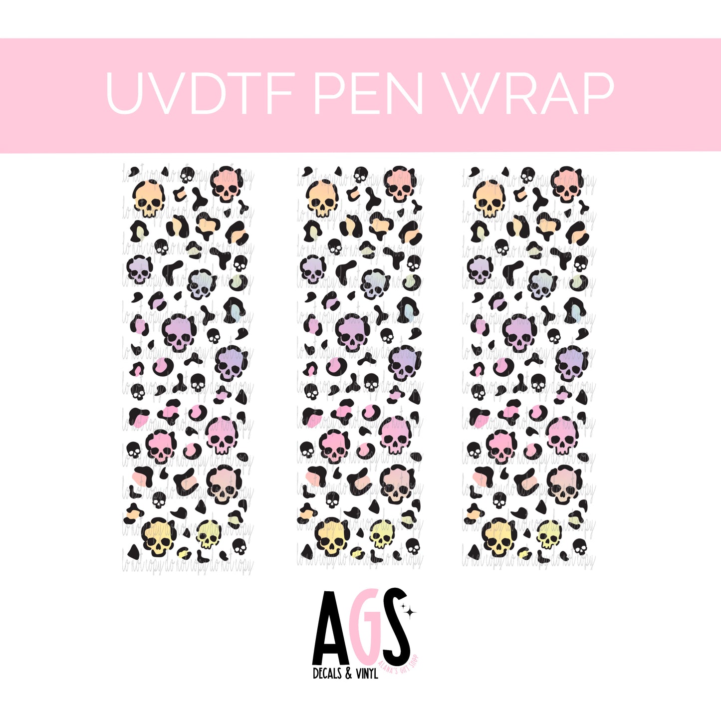PEN WRAP 004- Rainbow Skull Leopard