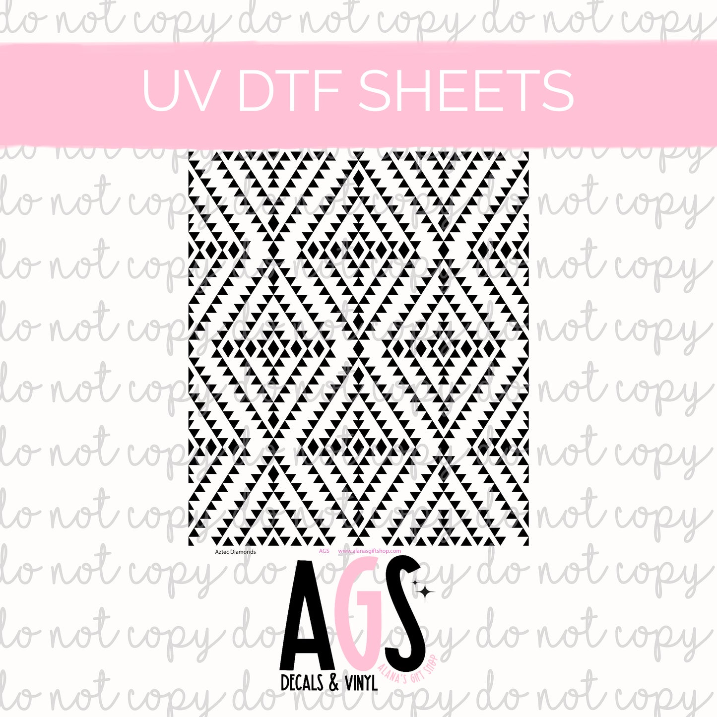 UV DTF SHEET 083 Aztec Diamonds