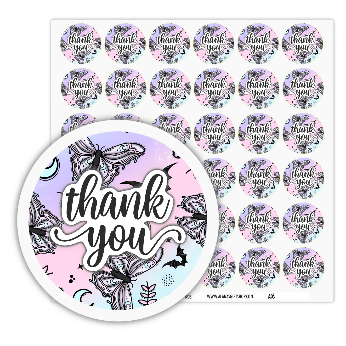 Packing Stickers- Pastel Butterfly Thank You