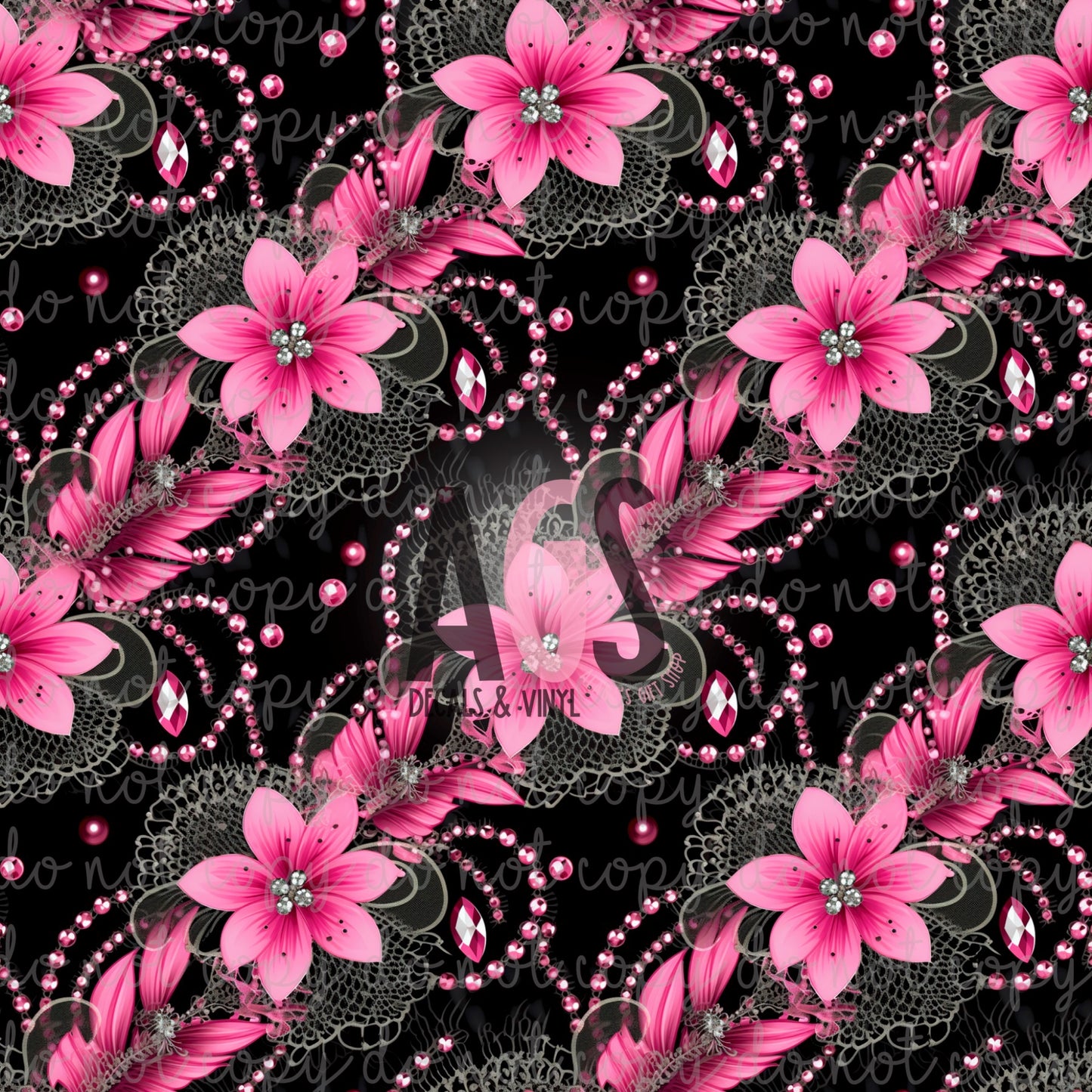 1554 Hot Pink Flowers and Jewels 1