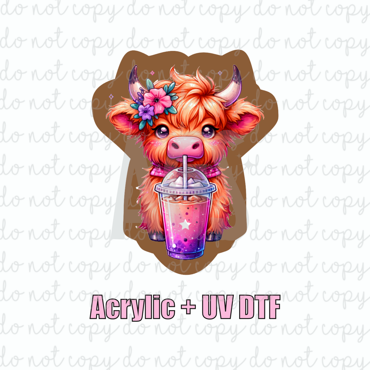 ACRYLIC + UVDTF 12 Highland Coffee Girl