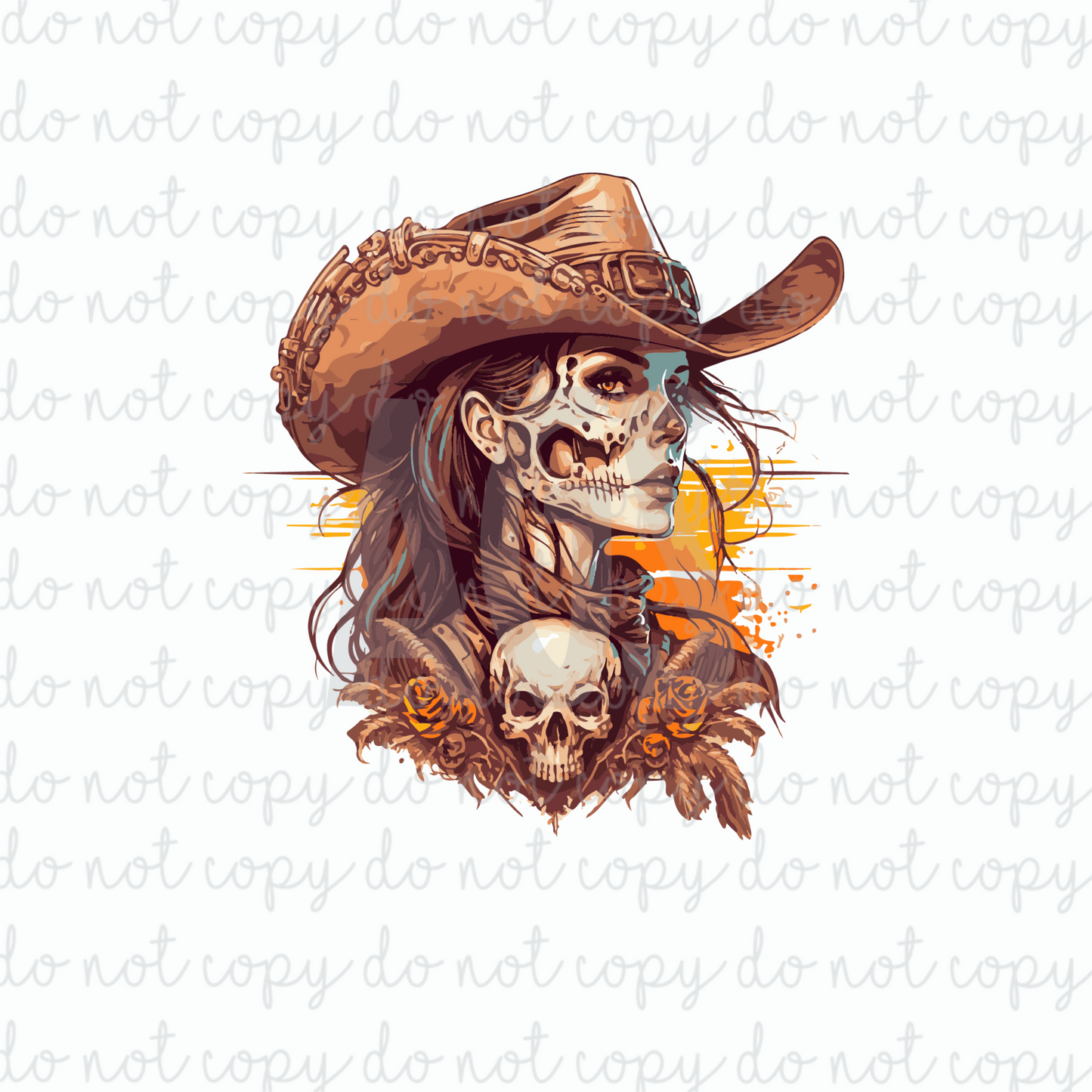 DECAL 076 Skull Cowgirl