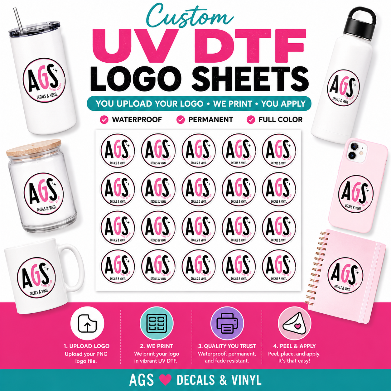 CUSTOM UV DTF LOGO - You upload your image to be printed