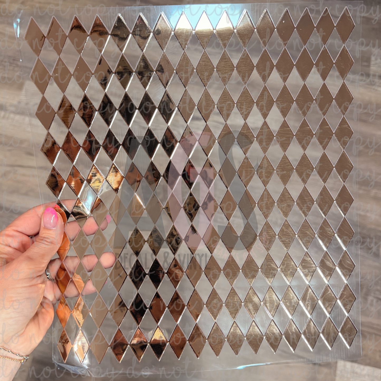 METALLIC UV DTF SHEET 053 Harlequin - Rose Gold