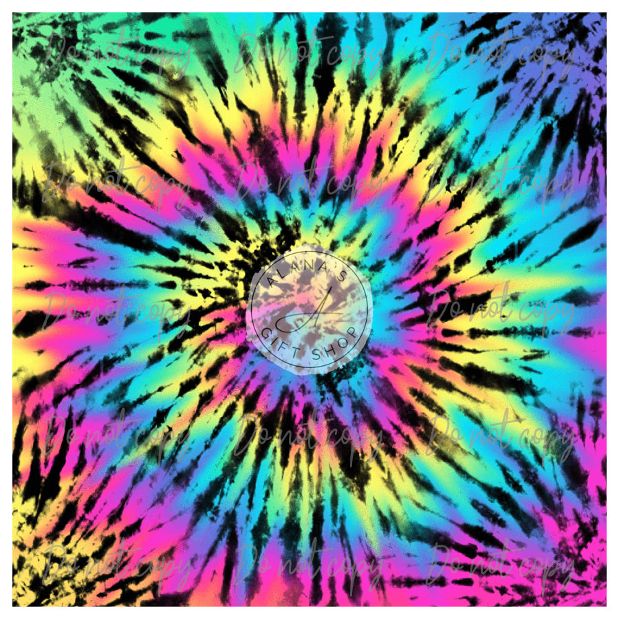 0023 Bright Rainbow Black Tie Dye