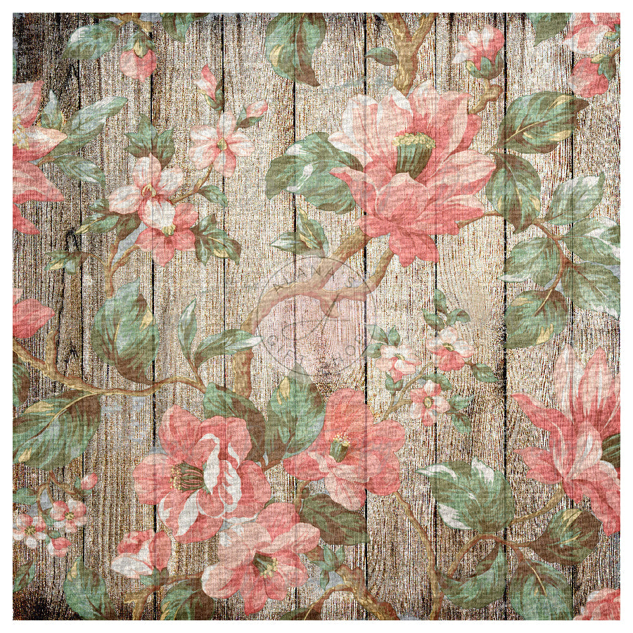 0012 Wood Floral Peach