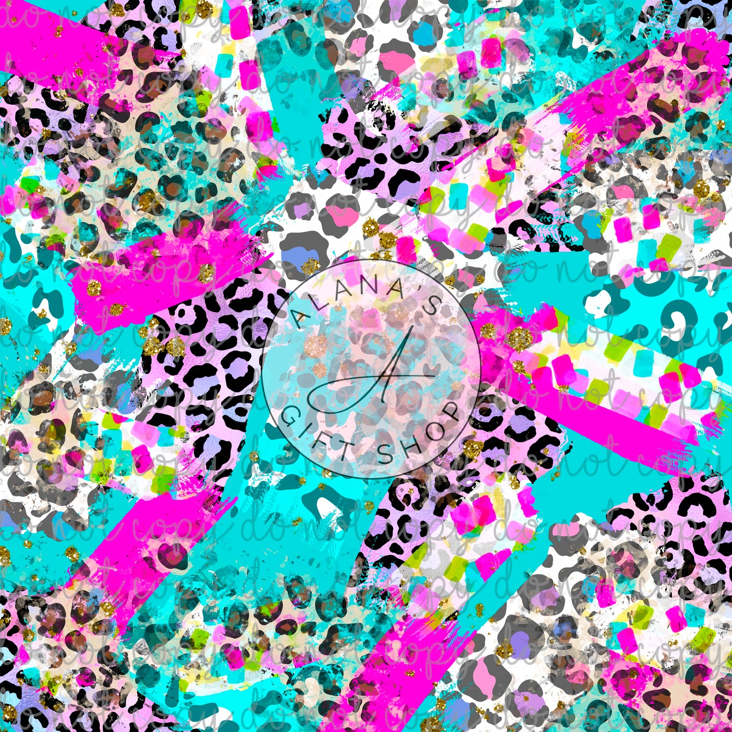 0334 Pink and Blue Leopard Brush