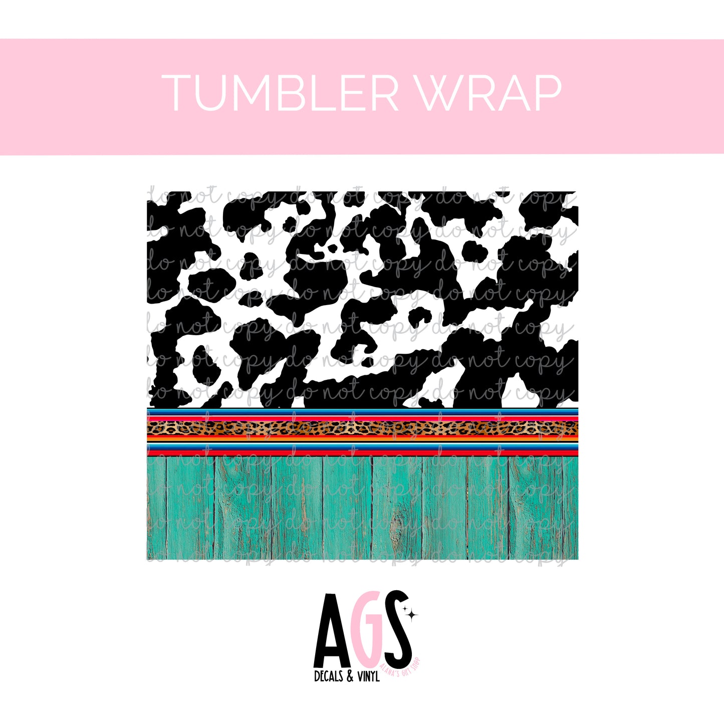 TW-029 Cow Print And Wood Tumbler Wrap