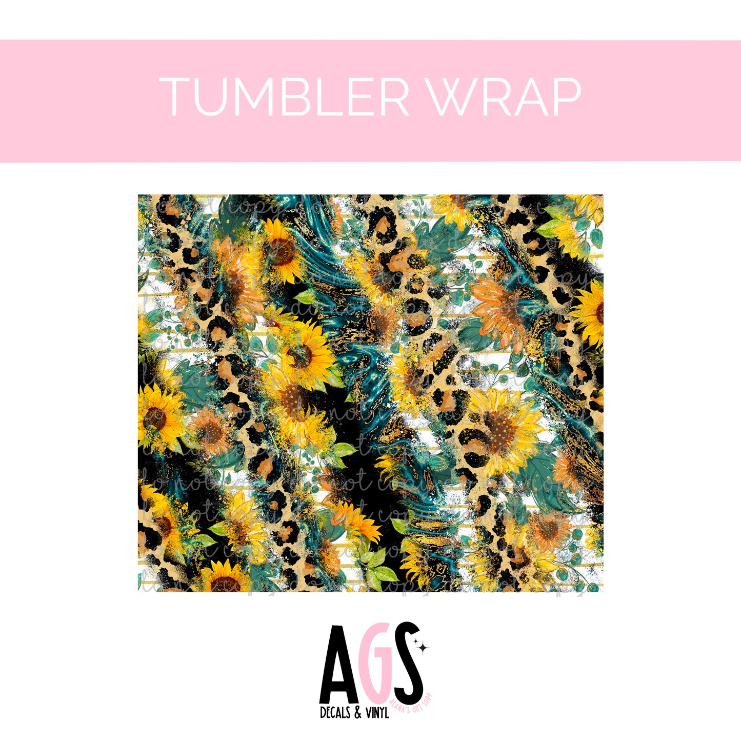 TW-026 Leopard And Sunflowers Tumbler Wrap