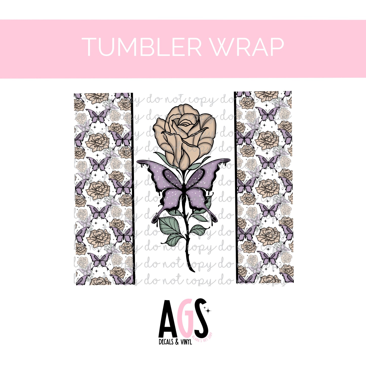 TW-024 Butterfly Rose Tumbler Wrap