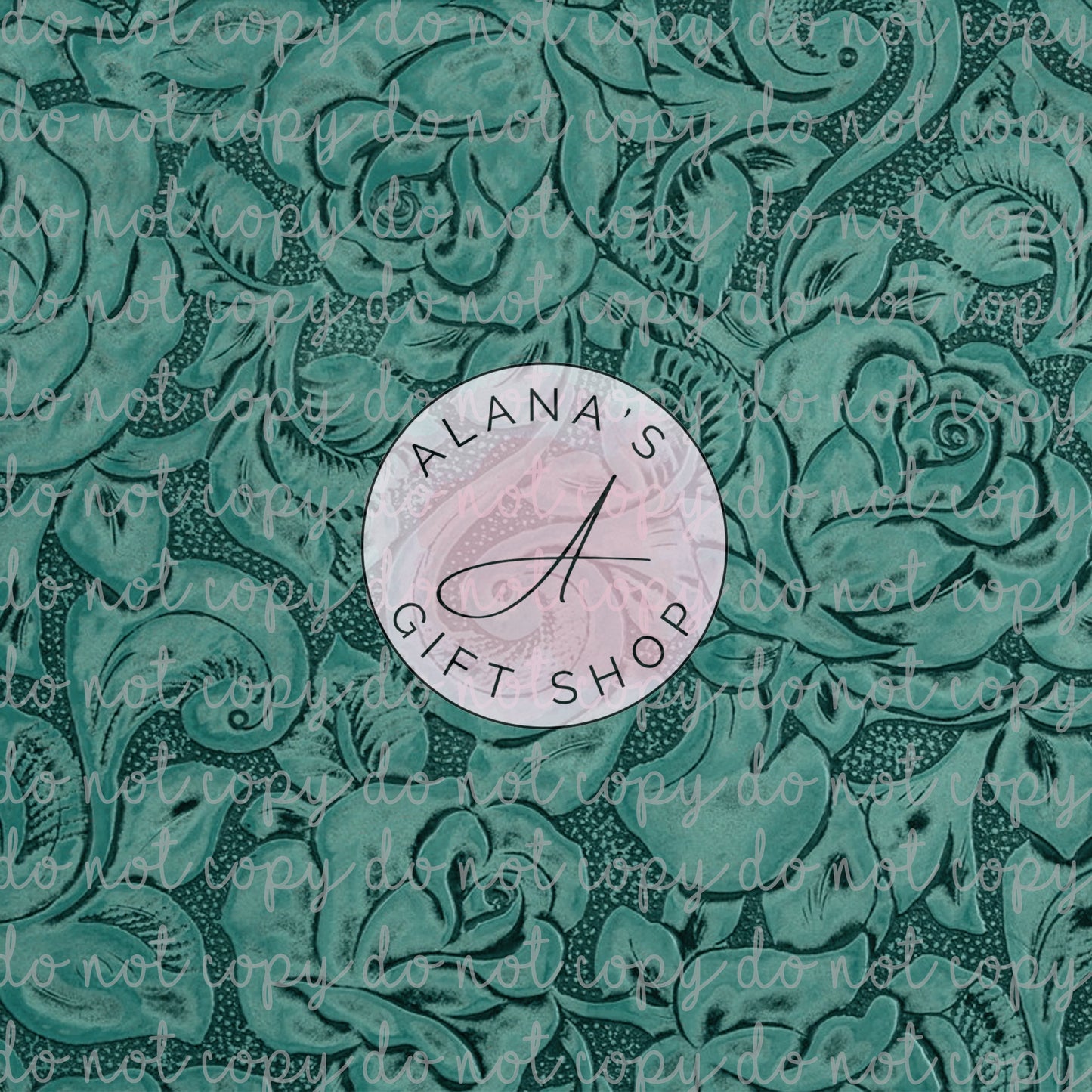 0021 Teal Rose Tooled Leather