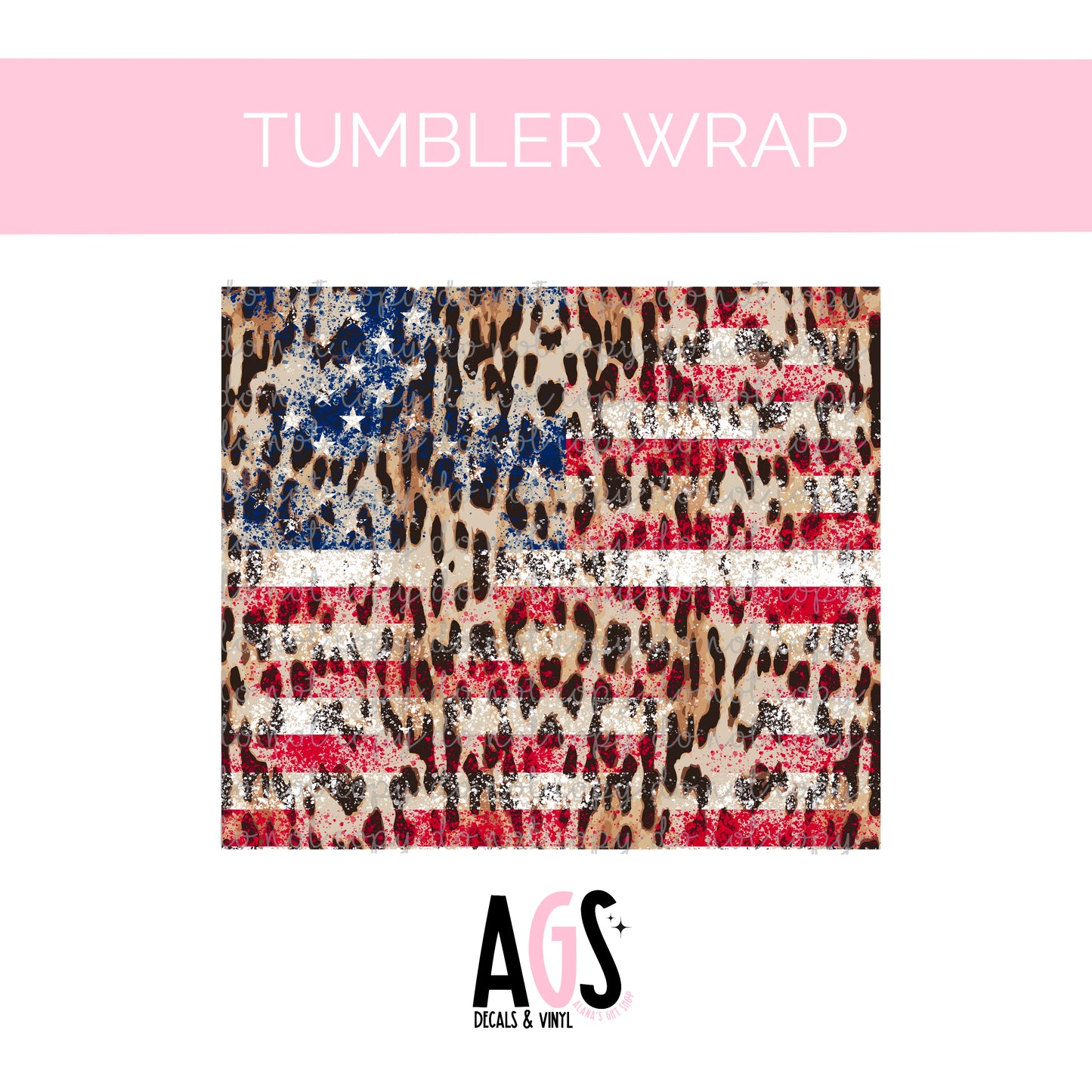 TW-027 USA Leopard Tumbler Wrap