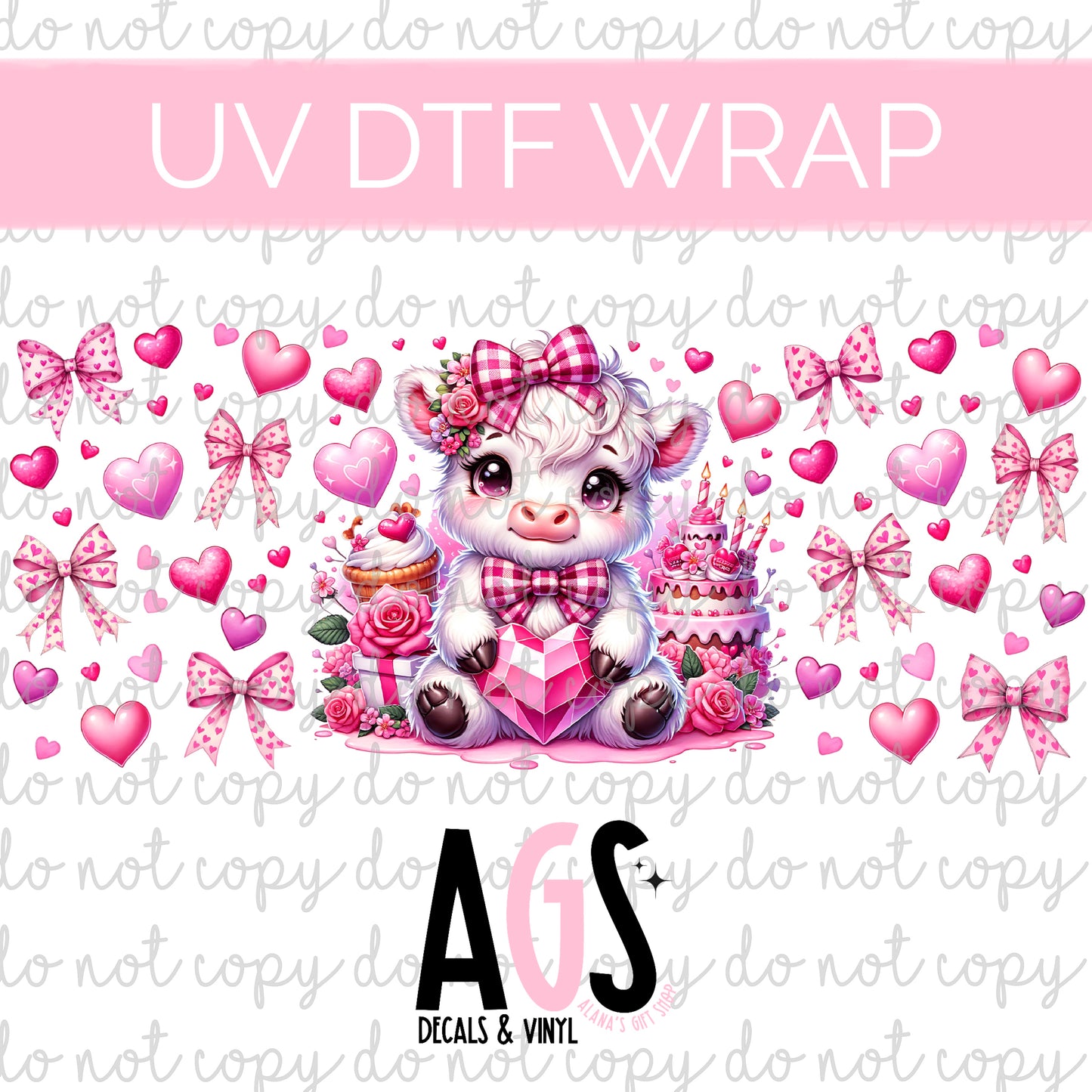 UV DTF WRAP 048 Cute Cow & Hearts