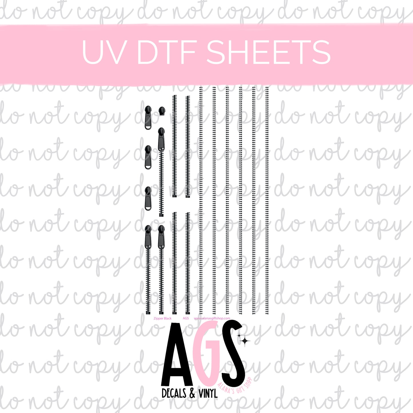 UV DTF SHEET 017 Zipper Element Black