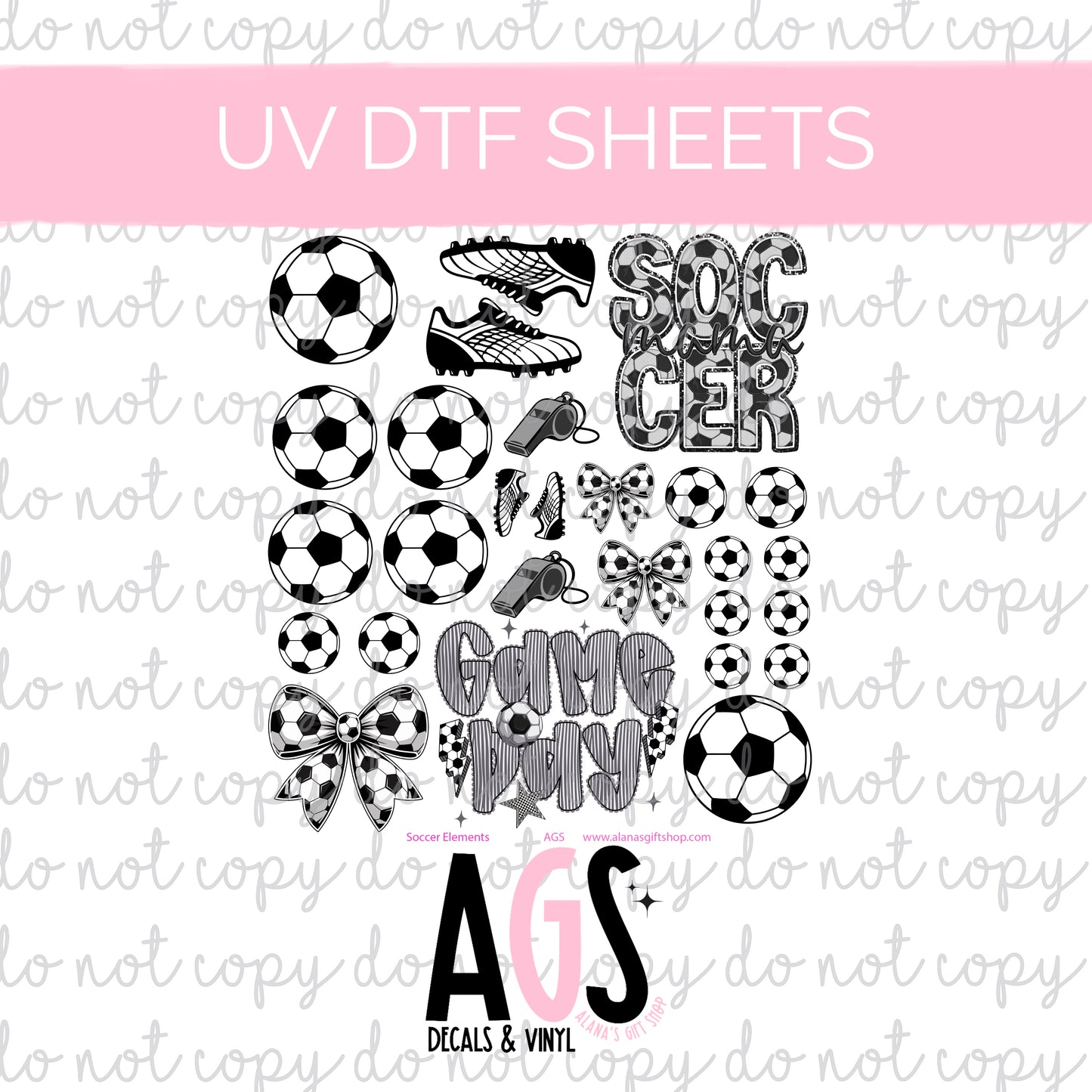 UV DTF SHEET 058 Soccer Elements